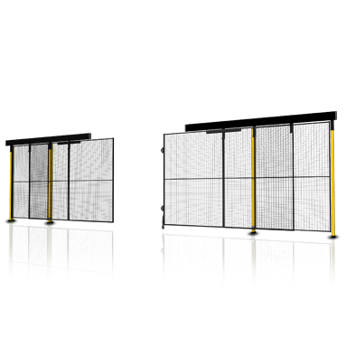 Double sliding door without overhead rail