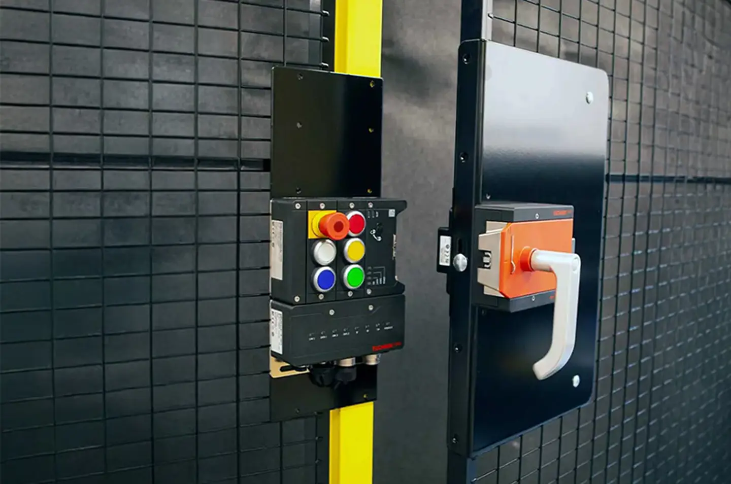 Image showing a safety lock from the outside with push button controls for access