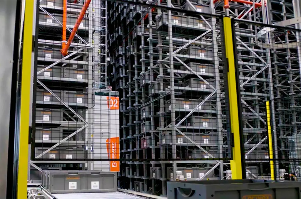 Automated Storage and Retrieval System (AS/RS) equipment enclosed with machine guarding