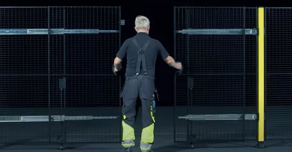 Assembly Hinge Sliding Door Without Upper Rail Machine Guarding Axelent