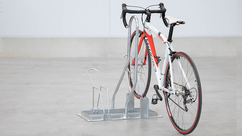 bike stand with safety bar and one bike