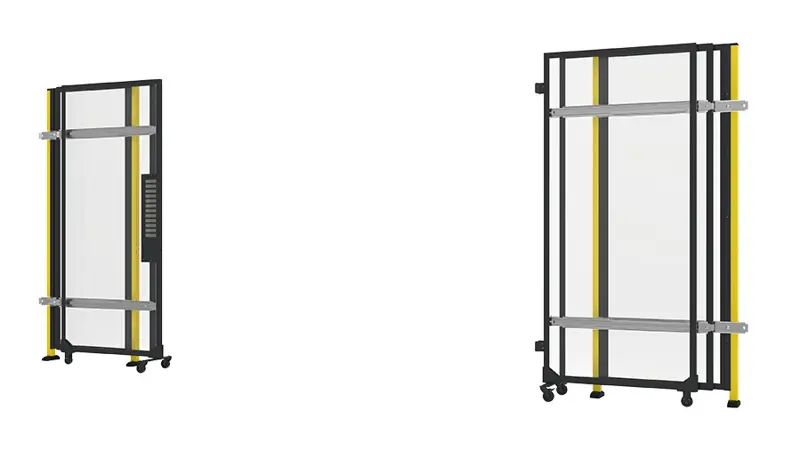 open sliding door for machine guarding, without rail and with plastic panels 