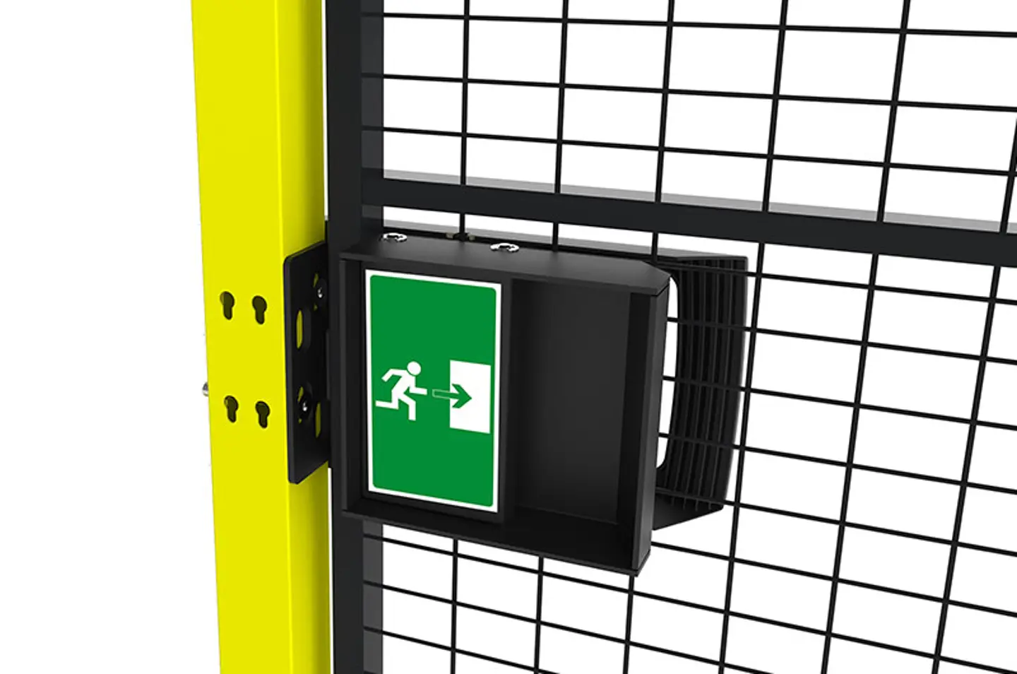 Image showing a lock with a green escape push pad release mechanism