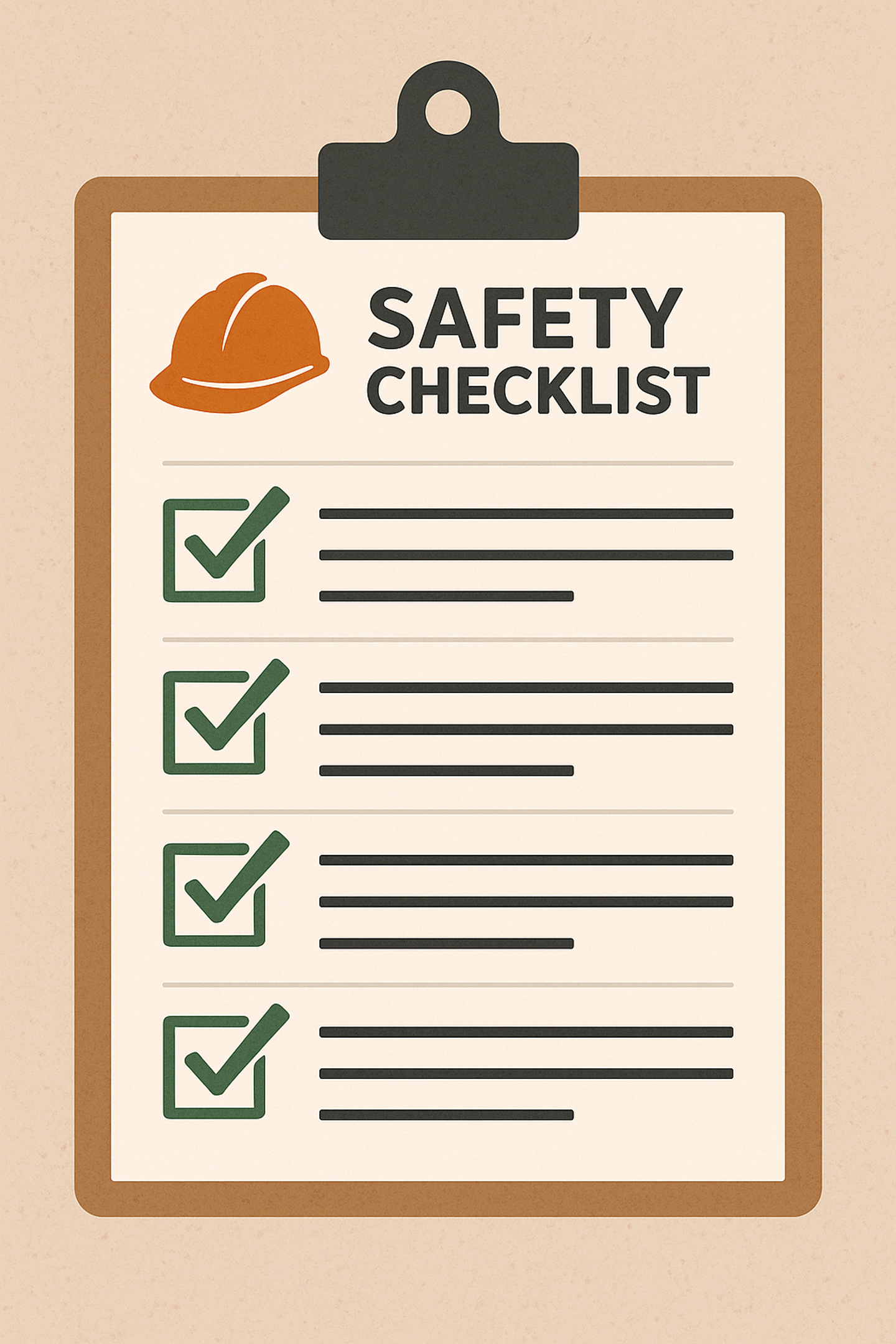 A stylised graphic represntation of a safety checklist clipboard
